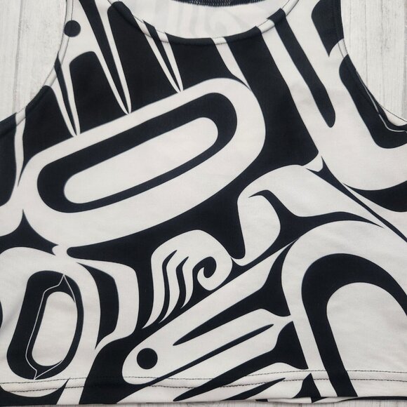 Native Indigenous Three Ravens Design Activewear Crop Cropped Top 42" Bust - Picture 3 of 6